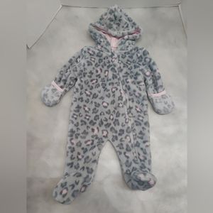 Little Beginnings Gray/Pink Print Warm  Cozy 1 piece Coat. Size 0-3 Months
